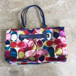 Convertible printed silk Coach tote