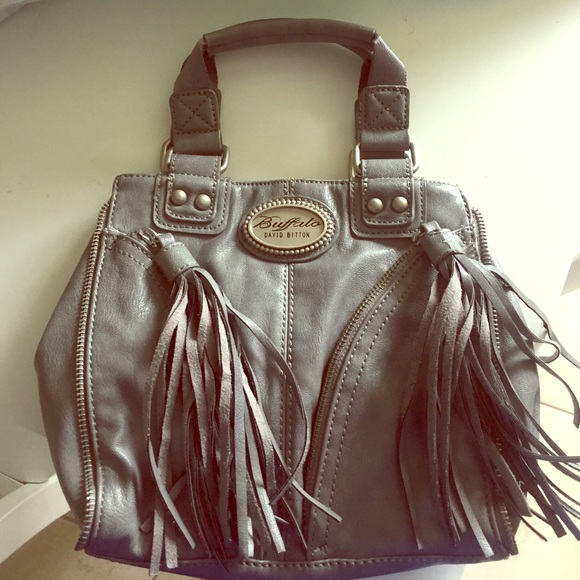 Gray leather purse