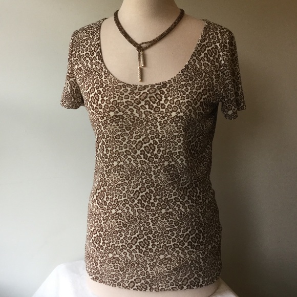 Cheetah Print Double Layer Mesh Tee