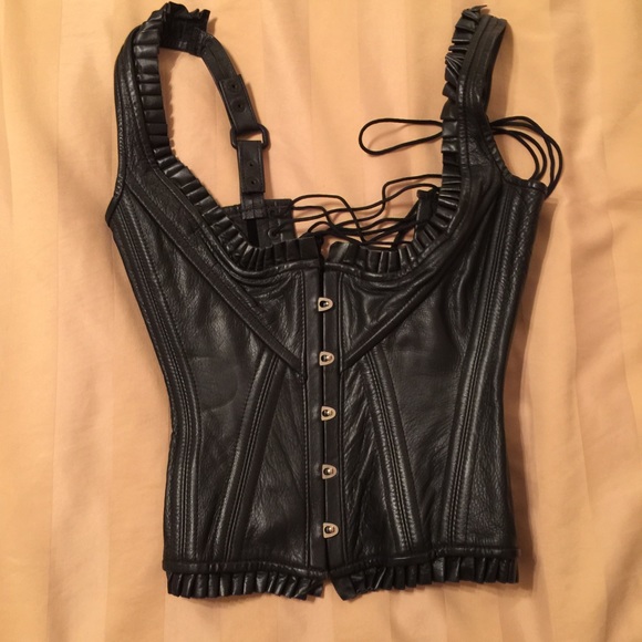 Black leather corset