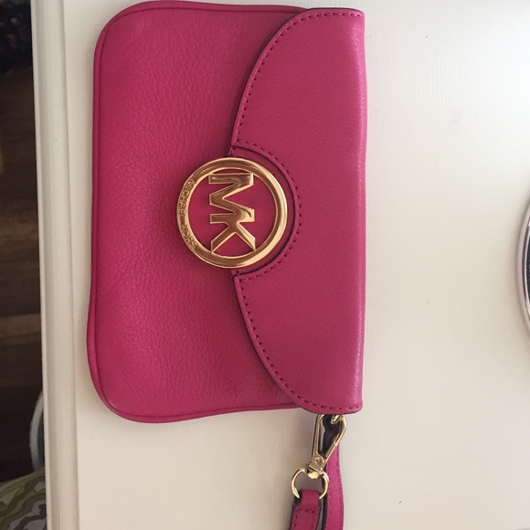 Hot Pink Leather Michael Kors Wristlet