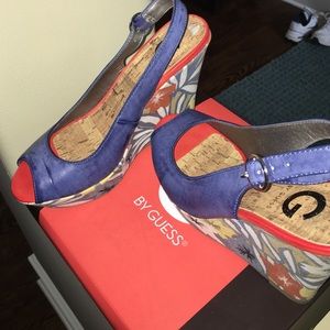 Guess blue wedges