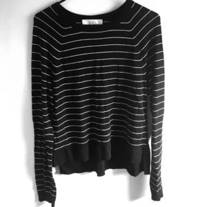 High low hem, striped shirt. Colors: navy/white