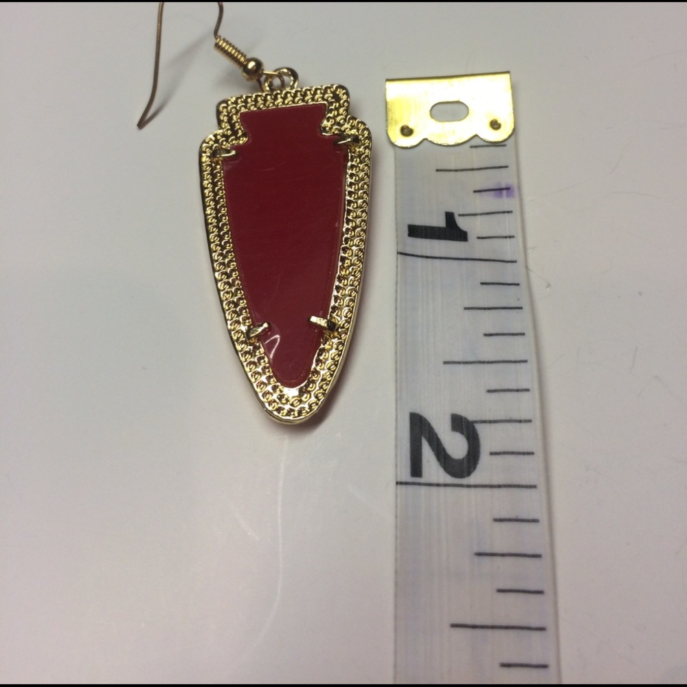 ‼️LAST PAIR‼️Red/Gold Drop Earrings - Picture 3 of 3