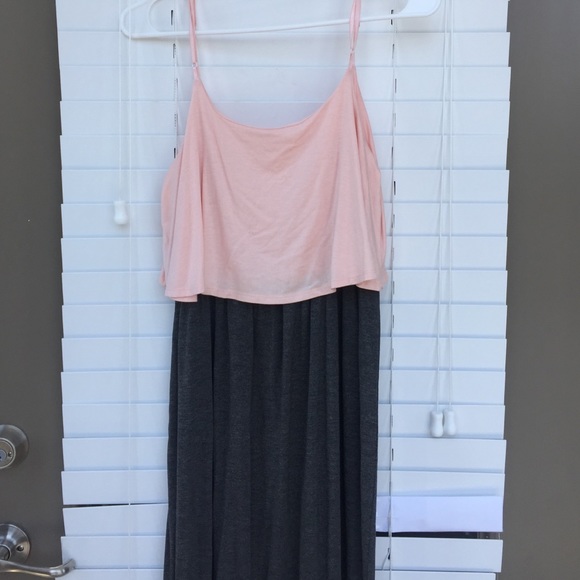 Pink and Grey Jersey Maxi Dress