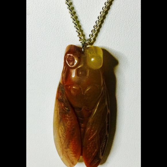 Chinese Huanglong Jade Cicada, Sterling Silver 😍