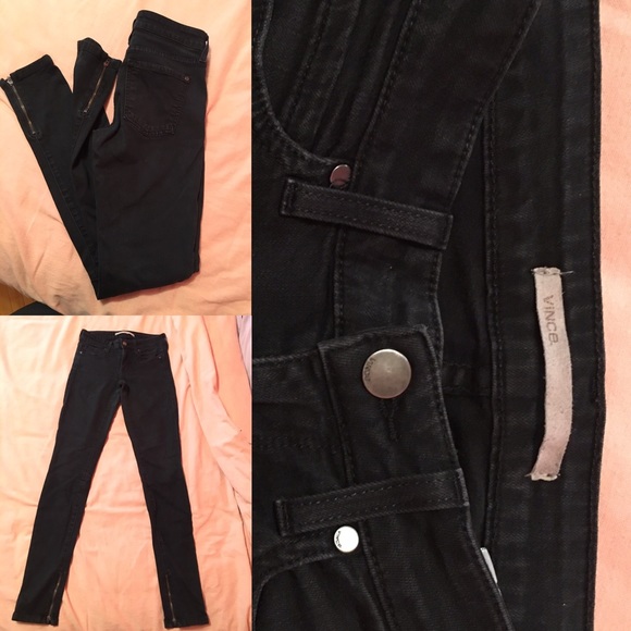 Vince distressed black denim jeans.