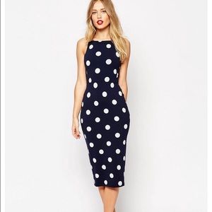 ASOS Spot Pinny Body Conscious Midi Dress - Size 4