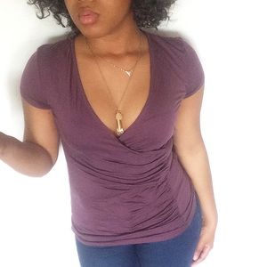 Ann Taylor Short Sleeved Formal V Neck