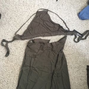 Two piece army green dress.