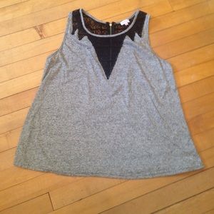 Cute lace neck zip back tank