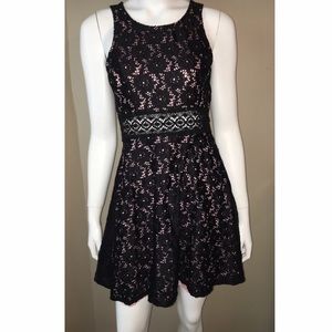 Bailey Blue Black Dress with Pink Underlay