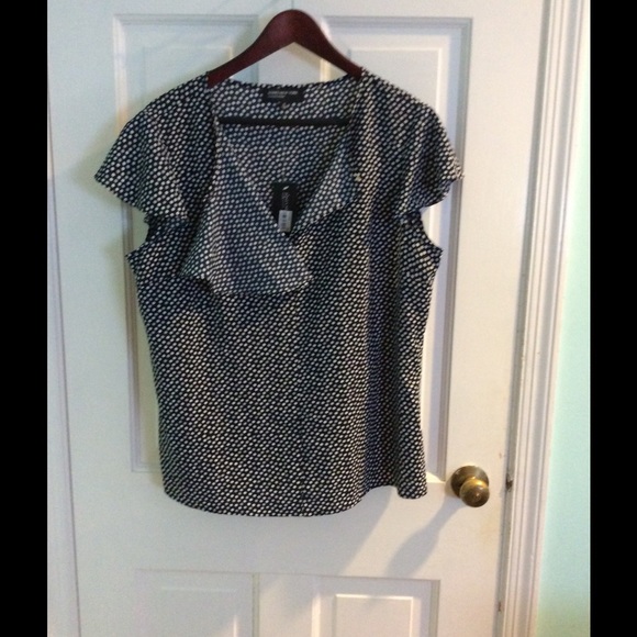 Navy and White Polka Dot Blouse by Jones New York