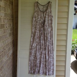 Tan tie dyed look Henley Maxi dress