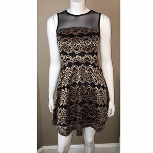 Gold and Black Lace Dress