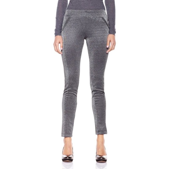 Badgley Mischka Silver + black metallic leggings