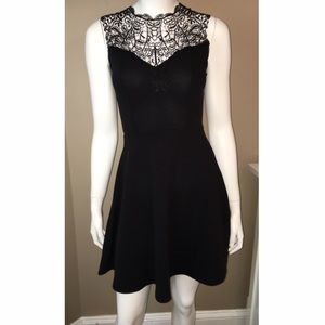 High Neck Lace Black Dress