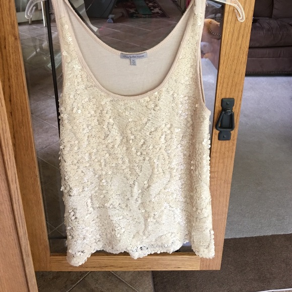 Charlotte rouse tan sequined shirt