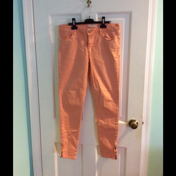 Zara Salmon Skinny Jeans with Ankle Zips