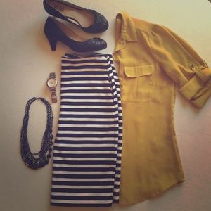 Striped pencil skirt