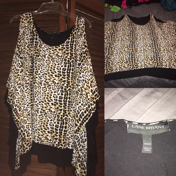 Leopard print cold shoulder top