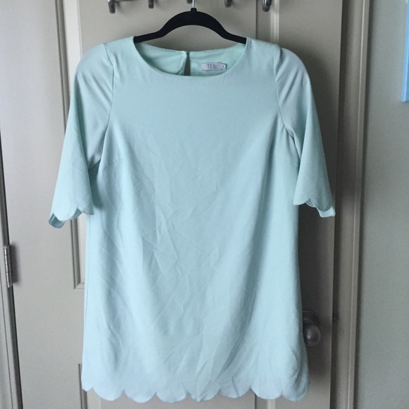 Mint green scalloped shift dress
