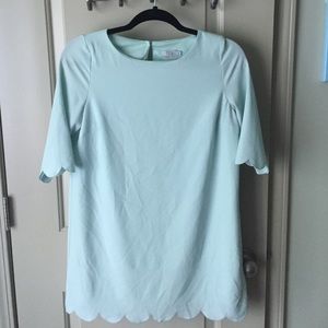 Mint green scalloped shift dress