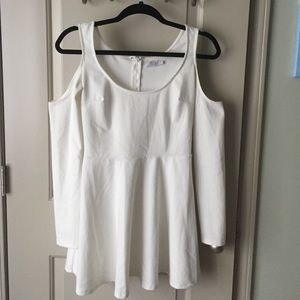Peak-a-boo shoulder dress