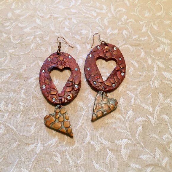 Leather to my heart handmade earrings