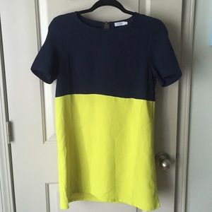 Navy and yellow color-blocking dress