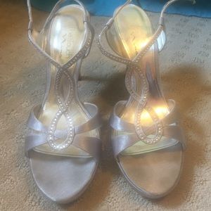 Silver Open Toe Dress Shoes