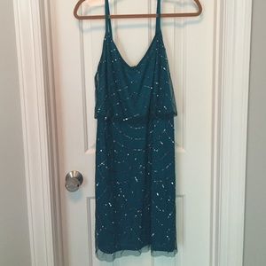 TURQUOISE sequined cocktail dress