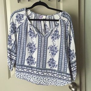 Blue and white blouse