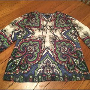 Talbots colorful peasant blouse size 10