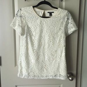 Cream short sleeve blouse