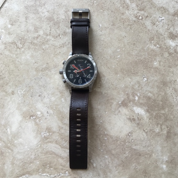 Brown Leather & Steel Nixon Watch the 51-30 Chrono