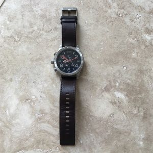 Brown Leather & Steel Nixon Watch the 51-30 Chrono
