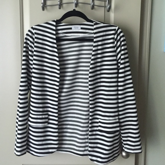 Black and white striped blazer