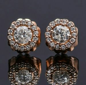 18k rose gold with 1.01 ct diamond stud earrings
