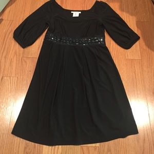 Formal black dress w/jeweled belt. Made in France