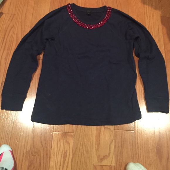 Classic J. crew  sweater with jeweled collar