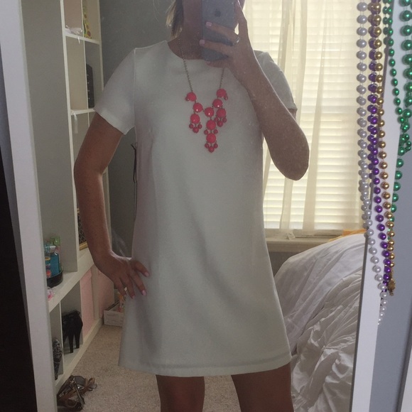LuLu's Ivory "Shift and Shout" shift dress