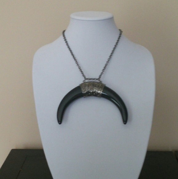 Large Black Tusk Necklace & Earrings
