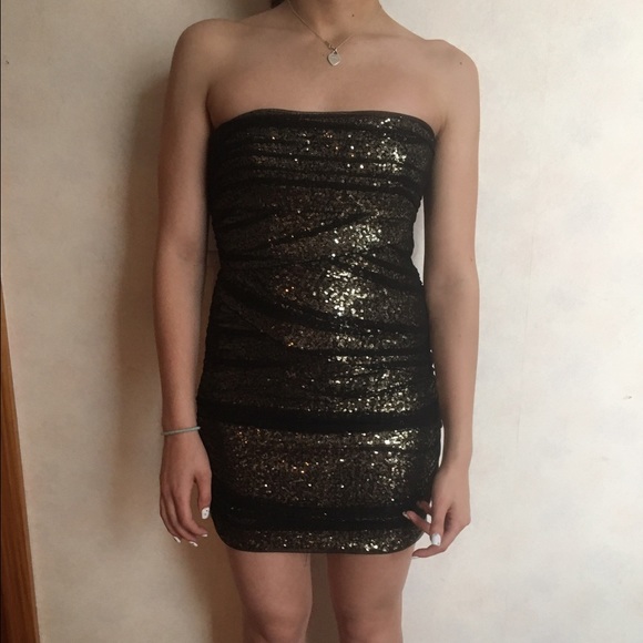 Sequin gold and black party dress