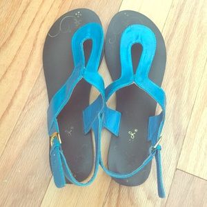Turquoise pair of sandals