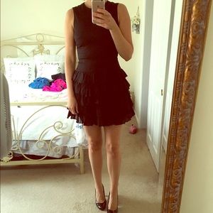 French Connection black ruffle dress.