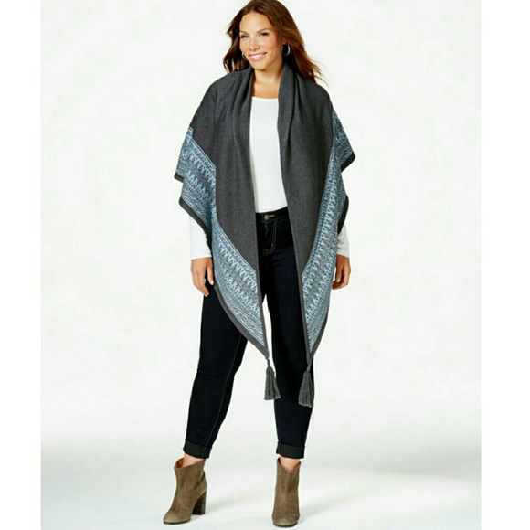 Charter Club Other - Charter Club Plus Size Printed Tasseled Poncho