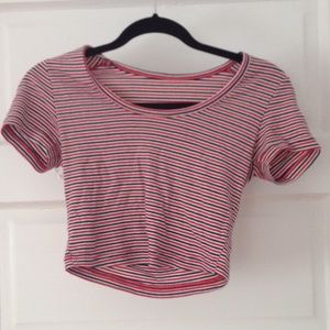 American Apparel Striped Baby Rib Crop T