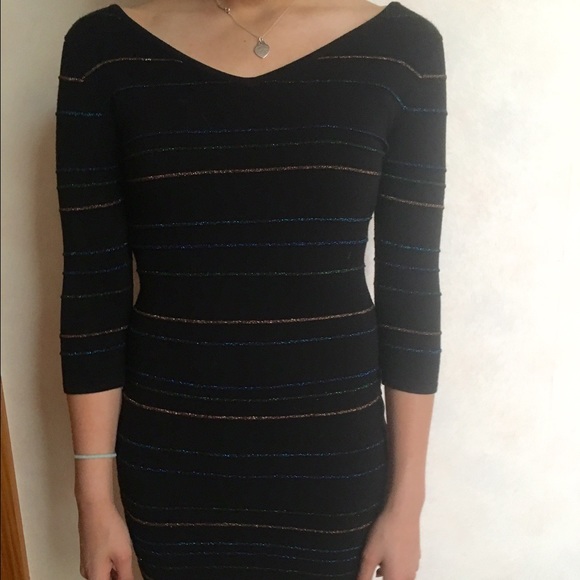 Black dress with colored stripes