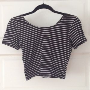 American Apparel Striped Baby Rib Crop T